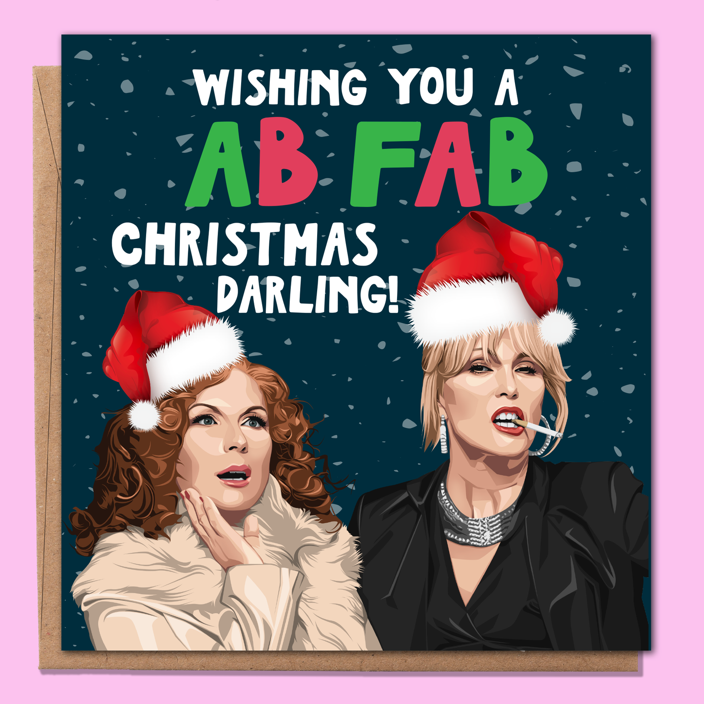 Funny Christmas Card AB FAB Theme – Cheeky and Humorous Christmas Greeting for Friends, Him, or Her – Perfect Festive Card for Laughs and Holiday Fun