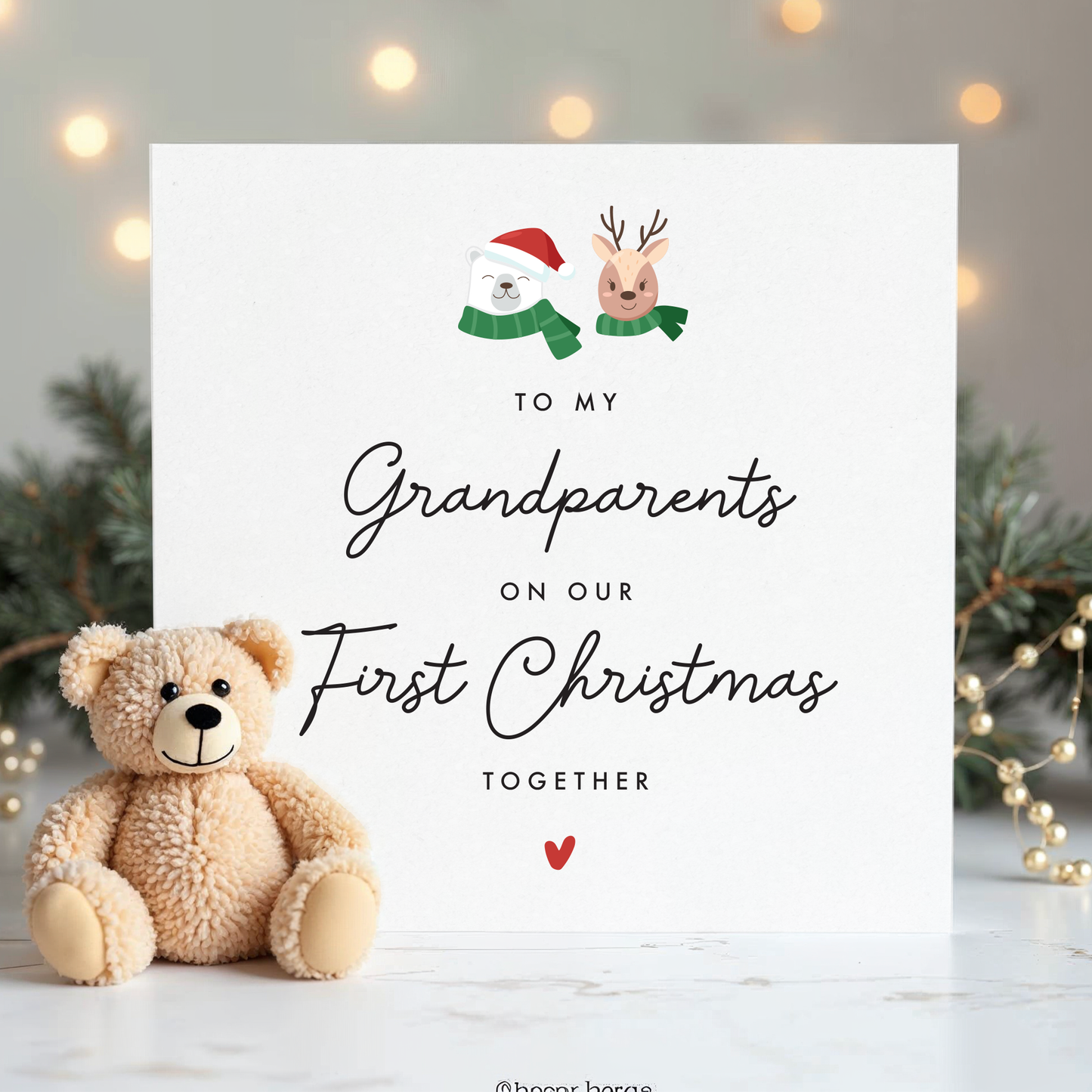 First Christmas card to Grandparents, Cute card for Nan and Grandad, Baby, Boy, Girl, Christmas