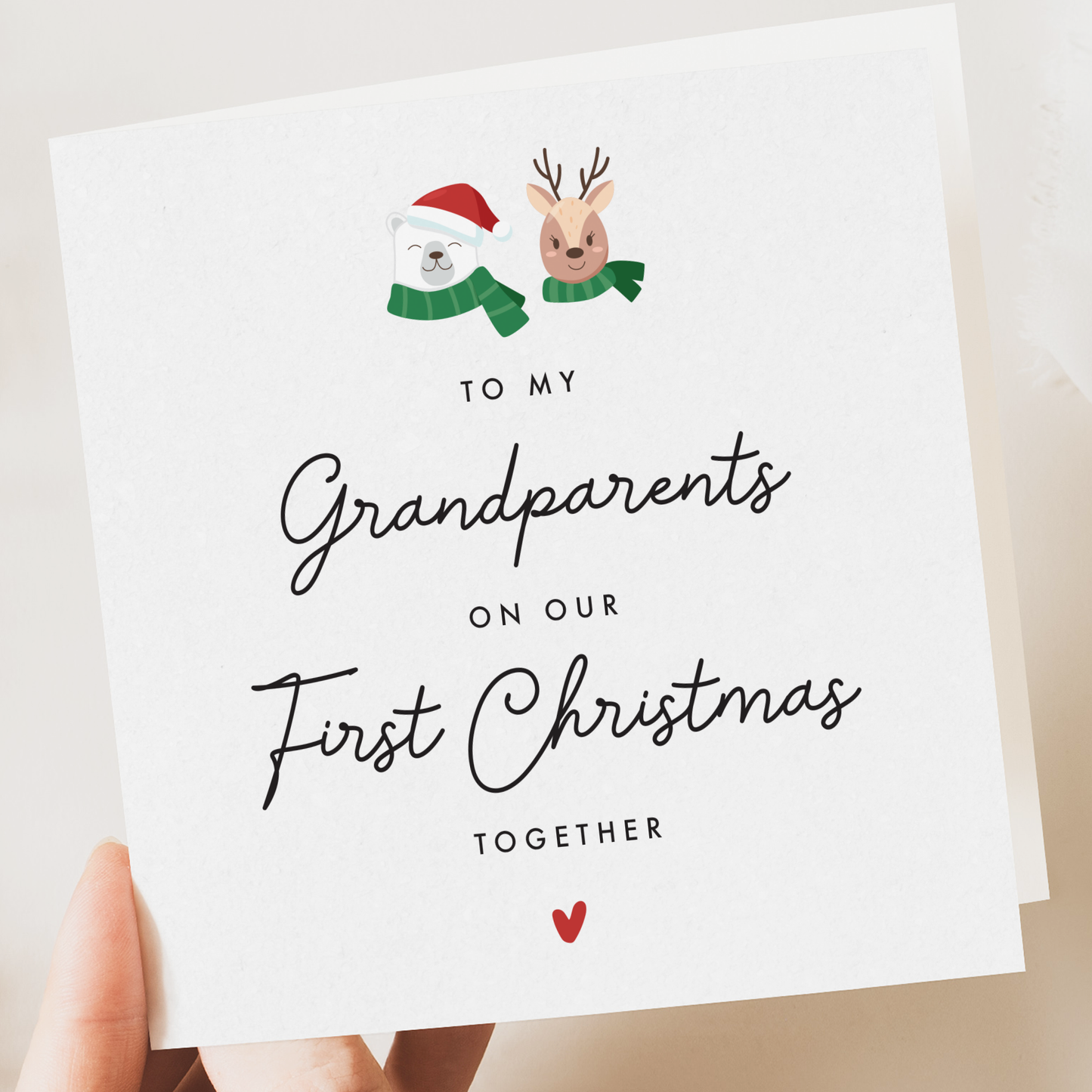 First Christmas card to Grandparents, Cute card for Nan and Grandad, Baby, Boy, Girl, Christmas