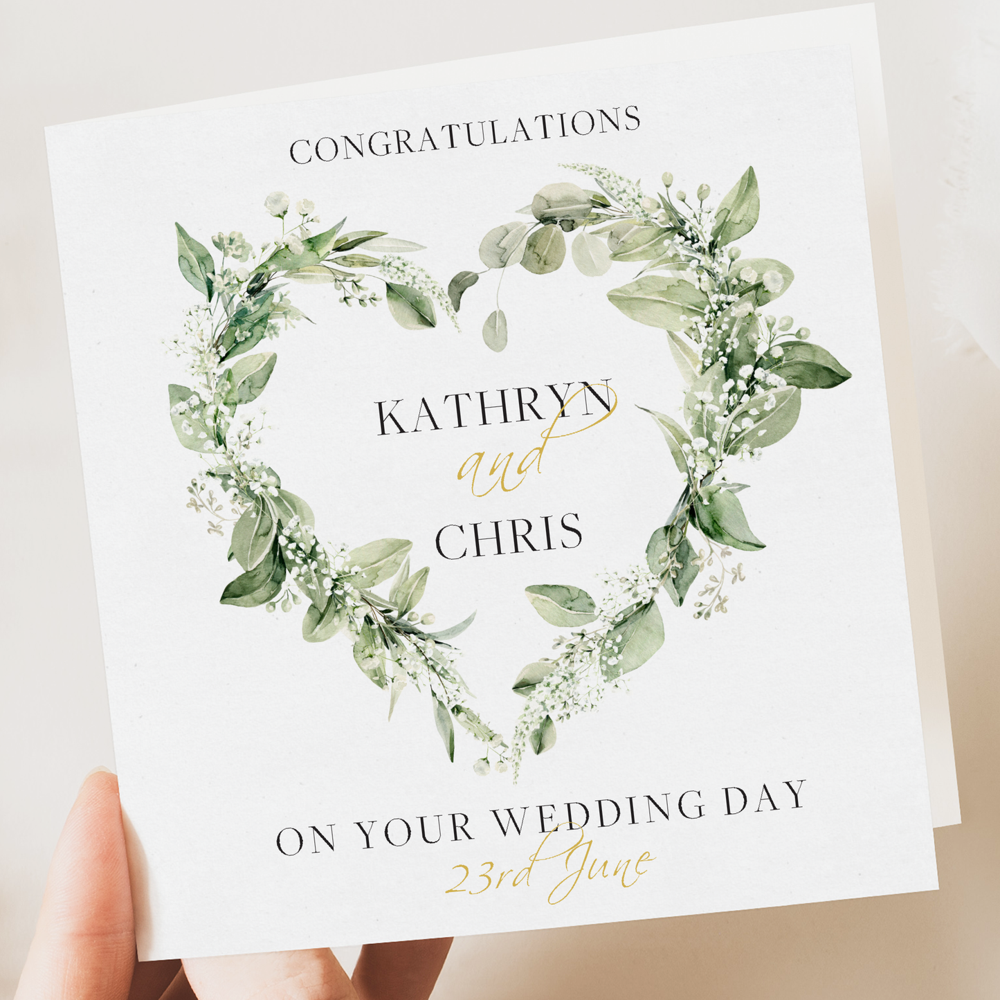 Custom Wedding Floral Card | Personalised Wedding Congratulations Card | 350gsm Card with Kraft Envelope