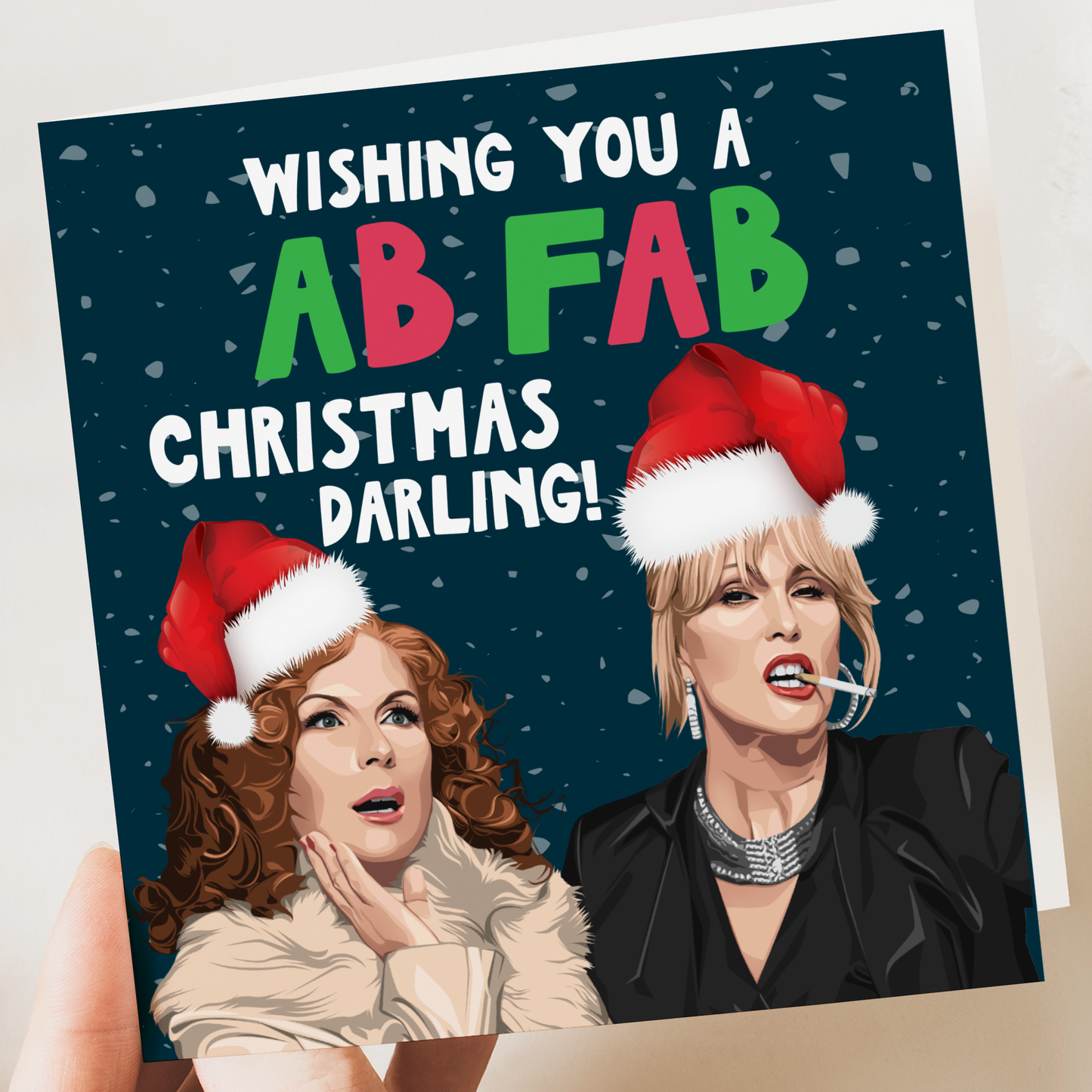 Funny Christmas Card AB FAB Theme – Cheeky and Humorous Christmas Greeting for Friends, Him, or Her – Perfect Festive Card for Laughs and Holiday Fun