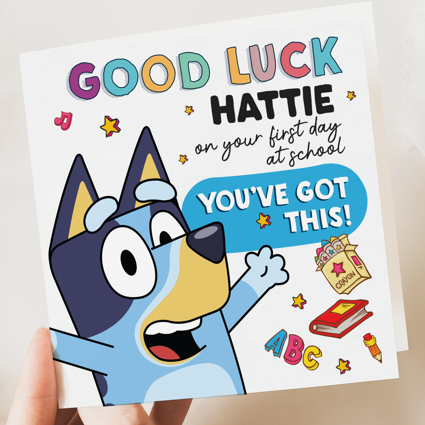 Good luck Back to School, First Day, New Job personalised card