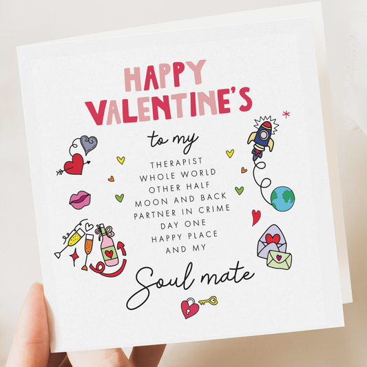 Fun Valentine's Card for Her or Him – Valentines, him, her, Husband, Wife, Valentine, Girlfriend, Boyfriend, colourful, simple design