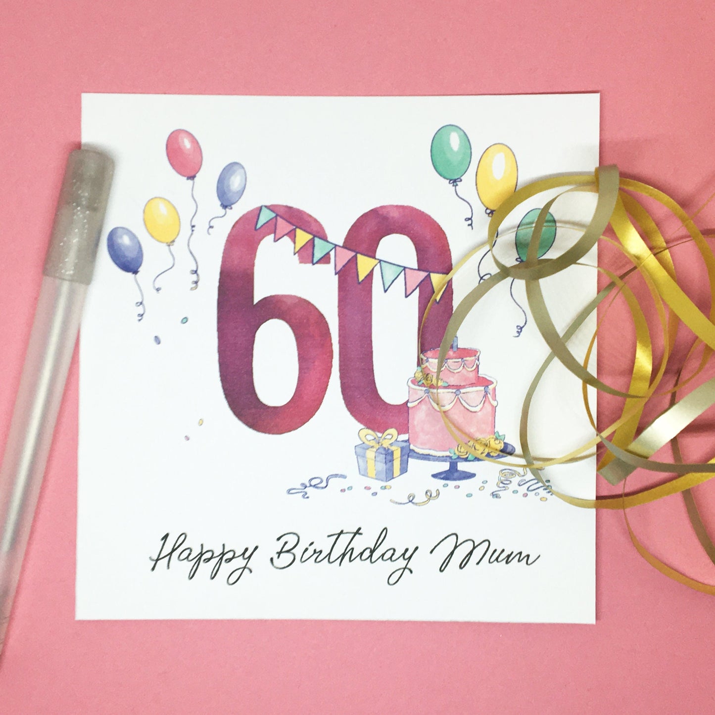 Personalised Birthday Card, Watercolour, Choose your year