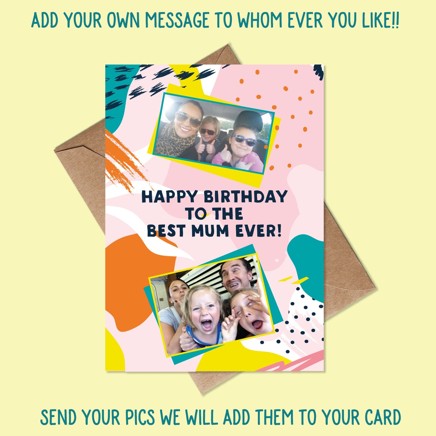 Personalised birthday card for Her - Personalised birthday card for Mum, Sister - Add your own pictures too - Personalised birthday for him