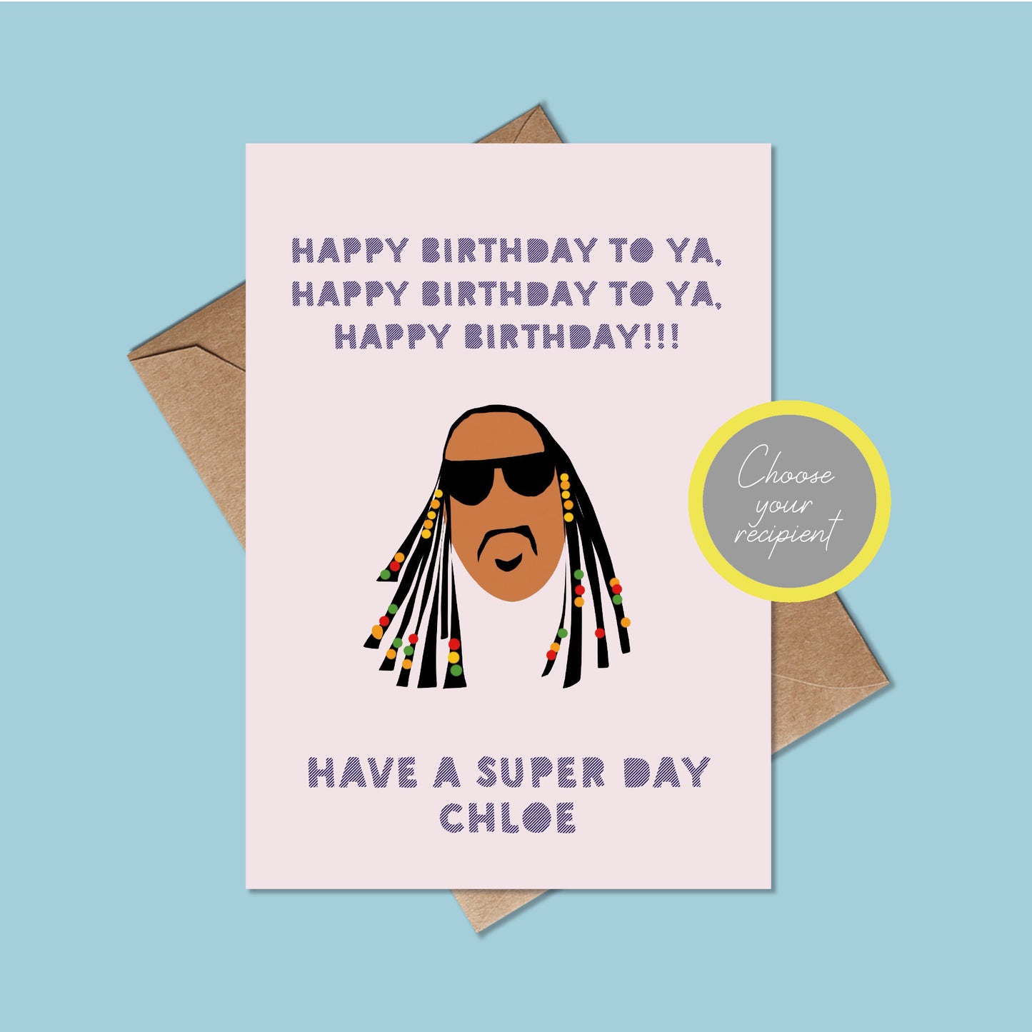 Personalised Stevie Wonder Birthday card - Funny Birthday Card Stevie Wonder - Birthday card For Her, Sister, Mum, Brother