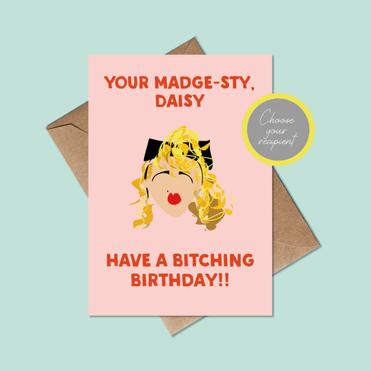 Personalised Madonna Birthday card -  Madge Birthday Card - Birthday card For Her, Sister, Mum, Brother, Birthday card For Friend - C6