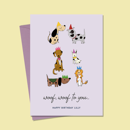 Birthday card with Dogs, Dog greeting card, Birthday card dog happy Birthday, Personalised Dog Birthday card, Personalised Birthday Card