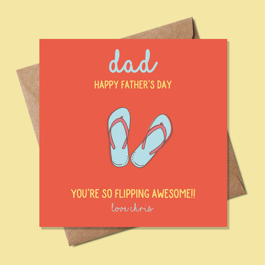 Funny Fathers Day Card - Personalised Fathers Day card,  Flipping awesome Fathers Day Card, Fathers Day Card, Card for Him