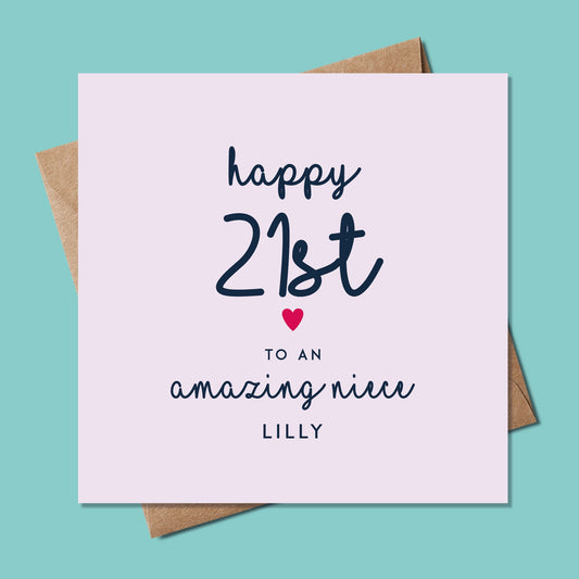 Milestone Birthday Card, Personalised Birthday Card for her, 21st birthday card for her