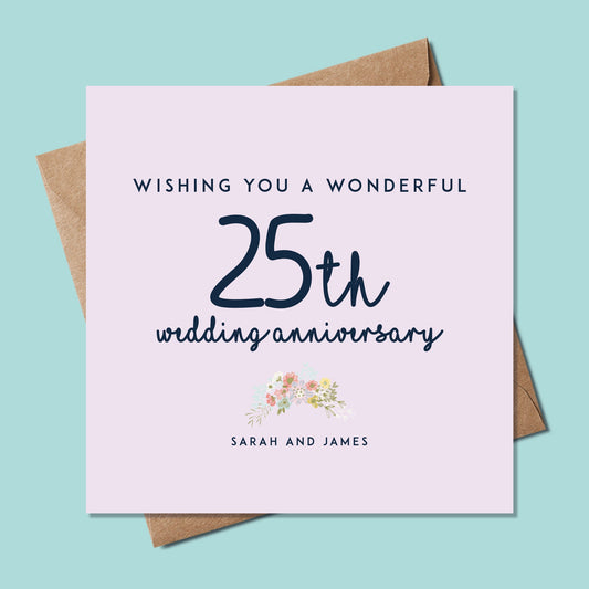 25th wedding anniversary Card, Personalised 25th wedding anniversary Card, Milestone anniversary Card, Anniversary Card