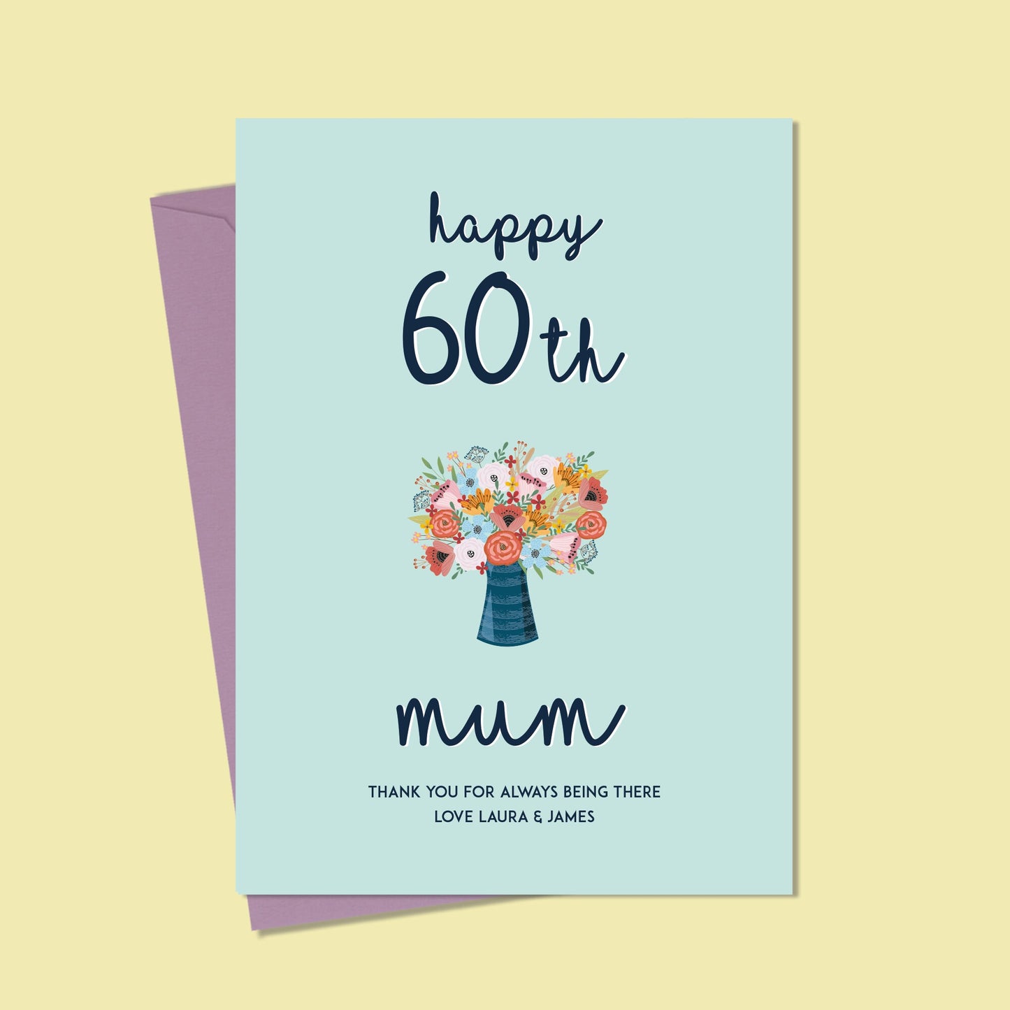 Mum 60th Birthday Card, Personalised Birthday Card for Mum, Milestone birthday Card - 60th Birthday card for her, Birthday card for him