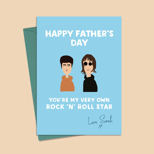 Fathers Day card, Funny Personalised Oasis Fathers Day card, Oasis Fathers Day Card, Card For Him, Noel Gallagher - Liam Gallagher