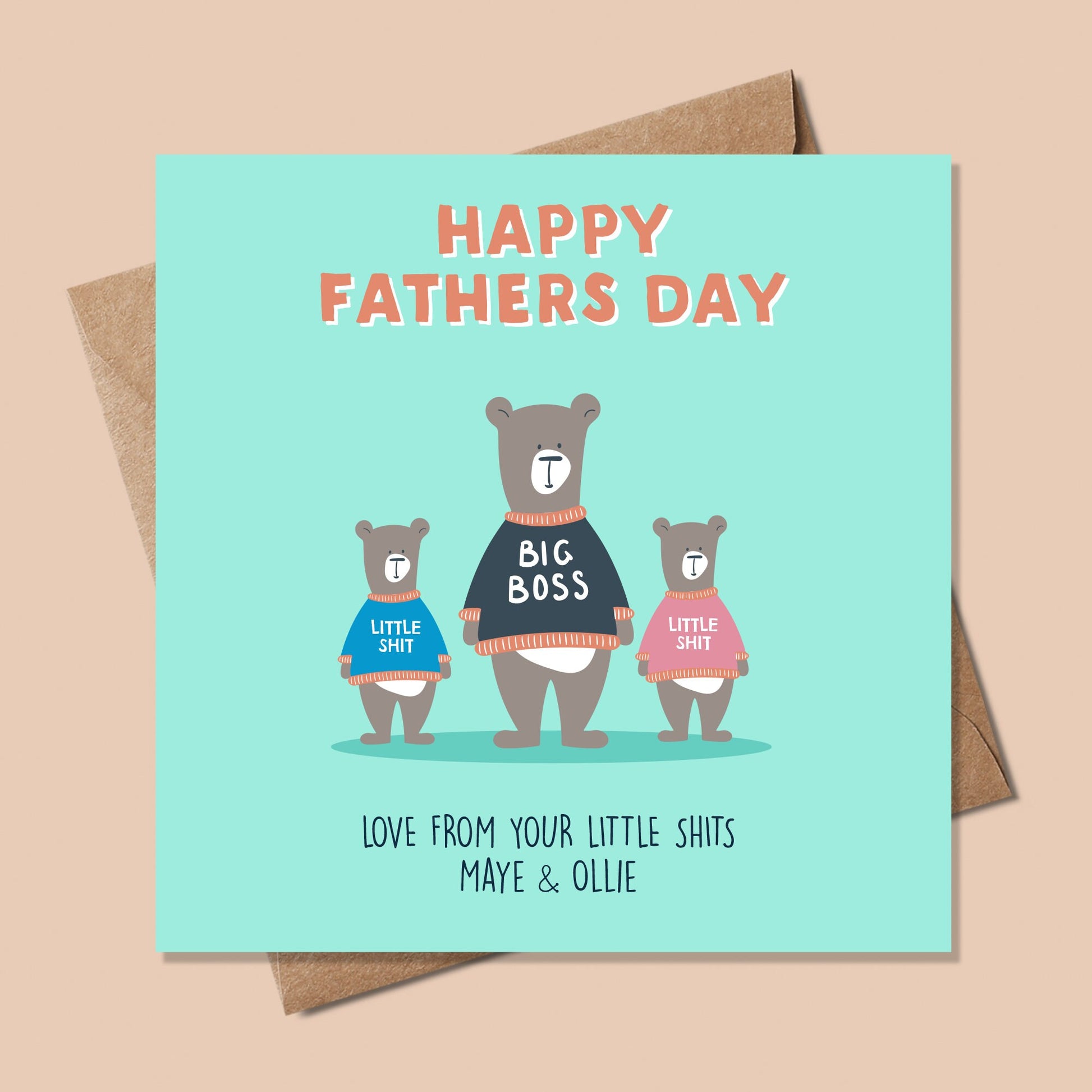 Fathers day card, Little Shits Fathers Day Card, Funny Fathers Day card, Dad birthday, Funny dad card, Personalised dad card