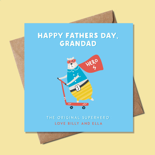 Fathers Day Card for Grandad - Grandad Fathers Dad Card  - Personalised fathers day card - Superhero Grandad Card - Grandad Card