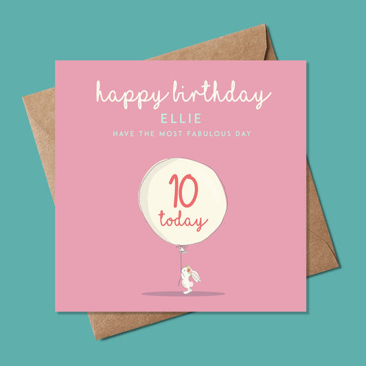 10th Birthday Card for girl, Birthday Card for her,  Personalised Birthday Card for Girl, 10th Birthday Card