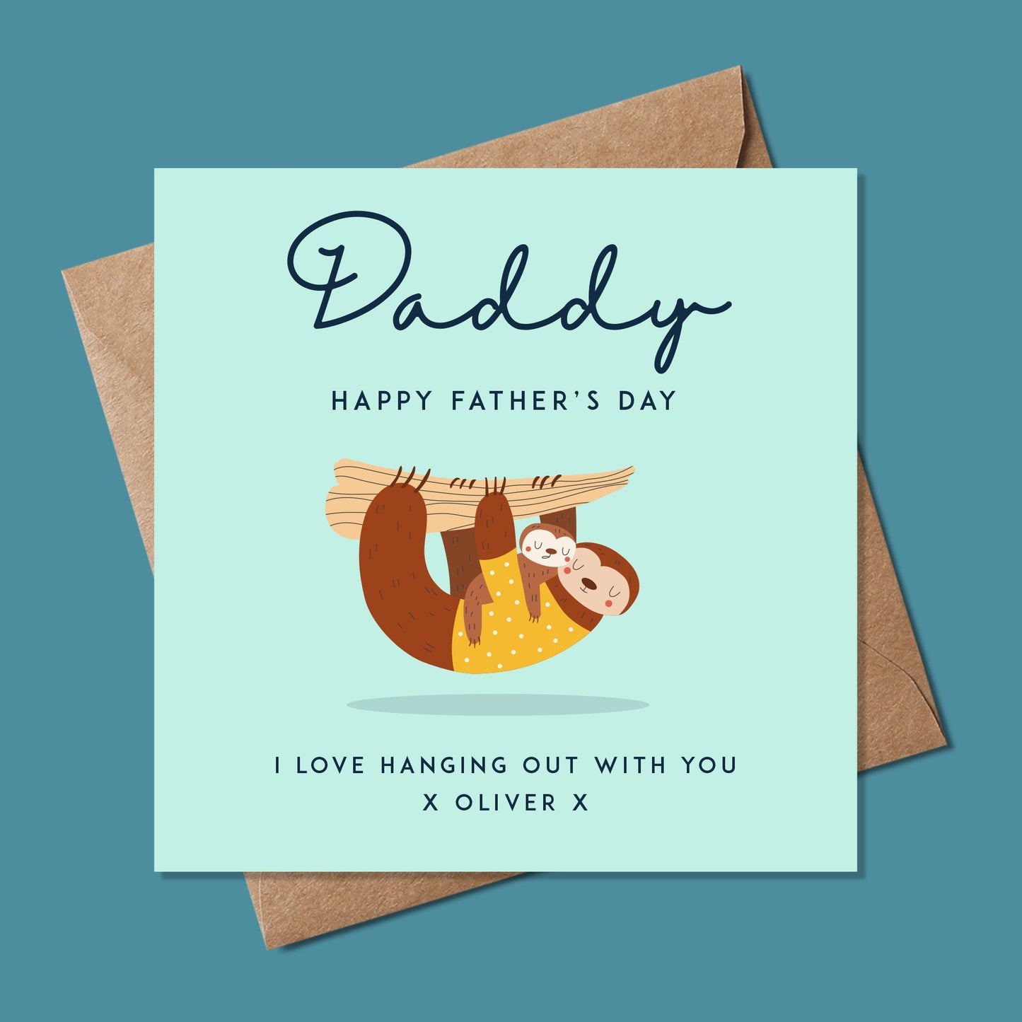 Fathers Day Card from Kid's, Fathers Day card  from daughter , Personalised fathers day card , Fathers Day Card from Son, Sloth Card