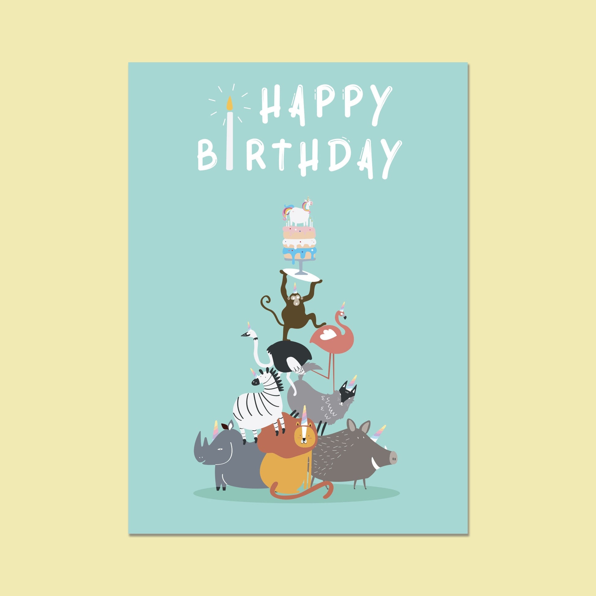 Cute Birthday Card, Animal Birthday card, Birthday Card for girl, Birthday card for her, Birthday Card for boy, Birthday Card for him