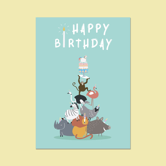 Cute Birthday Card, Animal Birthday card, Birthday Card for girl, Birthday card for her, Birthday Card for boy, Birthday Card for him