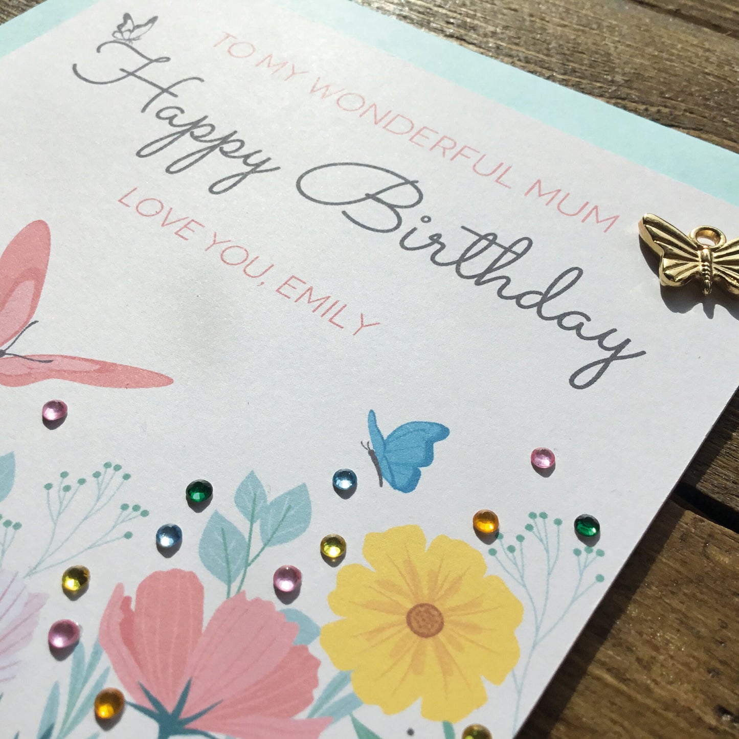 Birthday card for mum,  Birthday Card for her, Birthday card for sister, Personalised birthday Card, Birthday card keepsake, Jeweled card