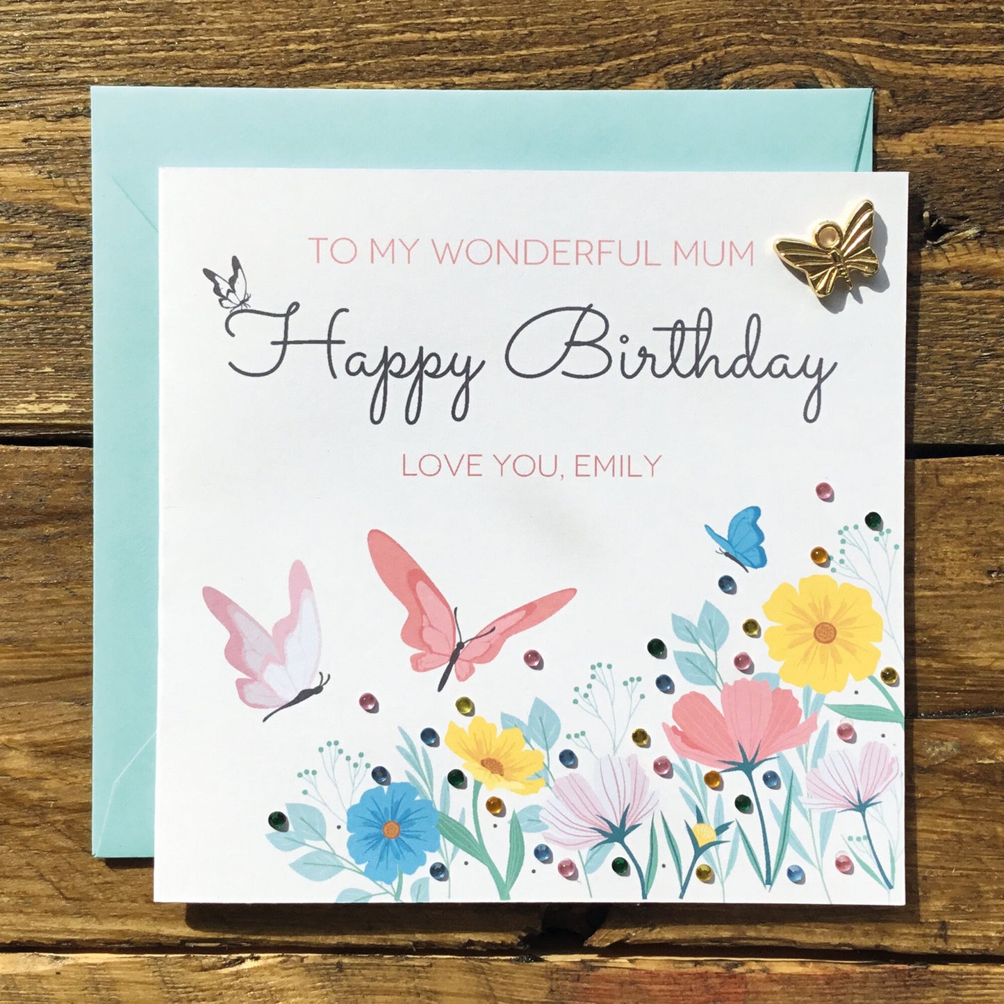 Birthday card for mum,  Birthday Card for her, Birthday card for sister, Personalised birthday Card, Birthday card keepsake, Jeweled card