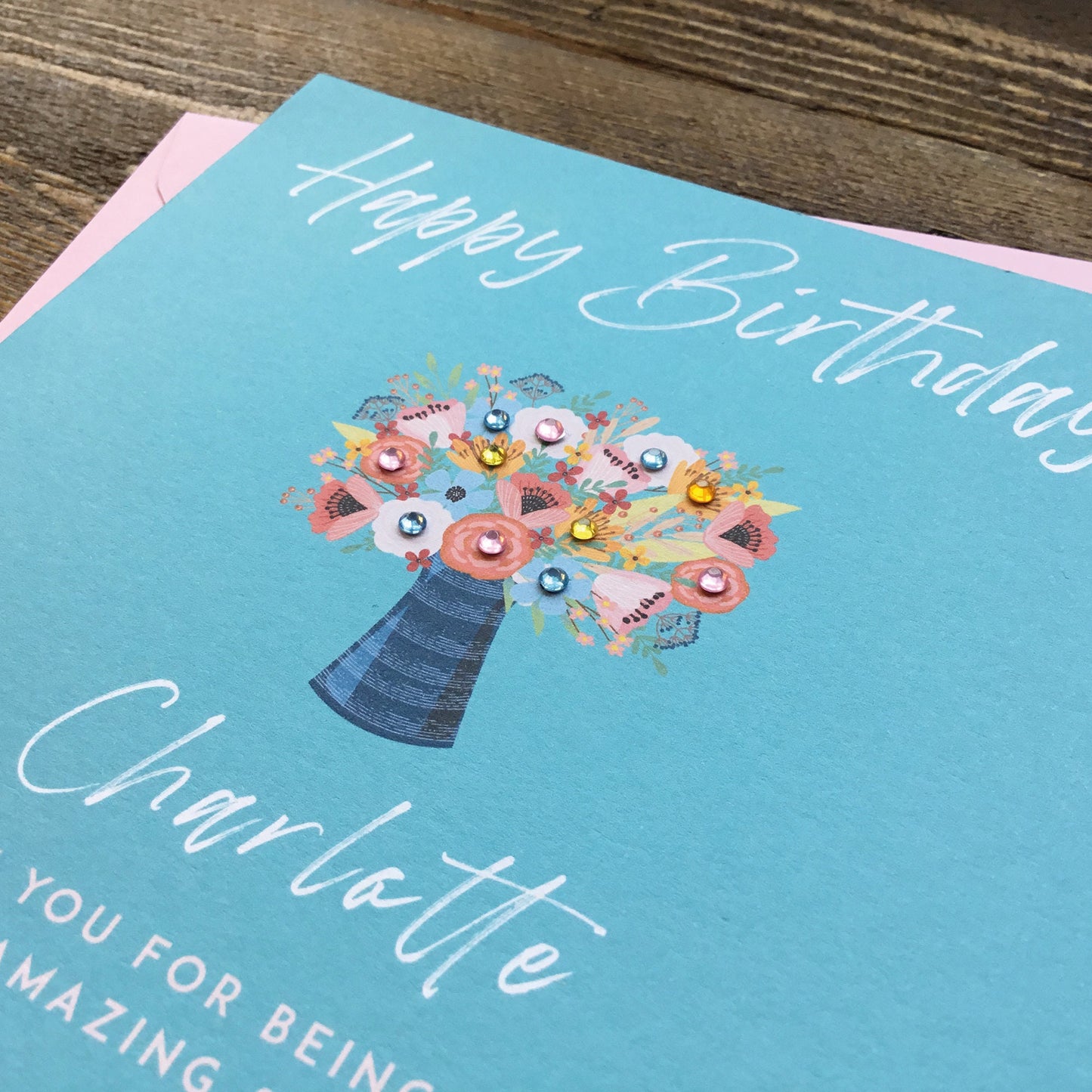 Birthday Card for her, Birthday card for sister, Birthday card for mum, Personalised birthday Card, Birthday card for niece, Jeweled card