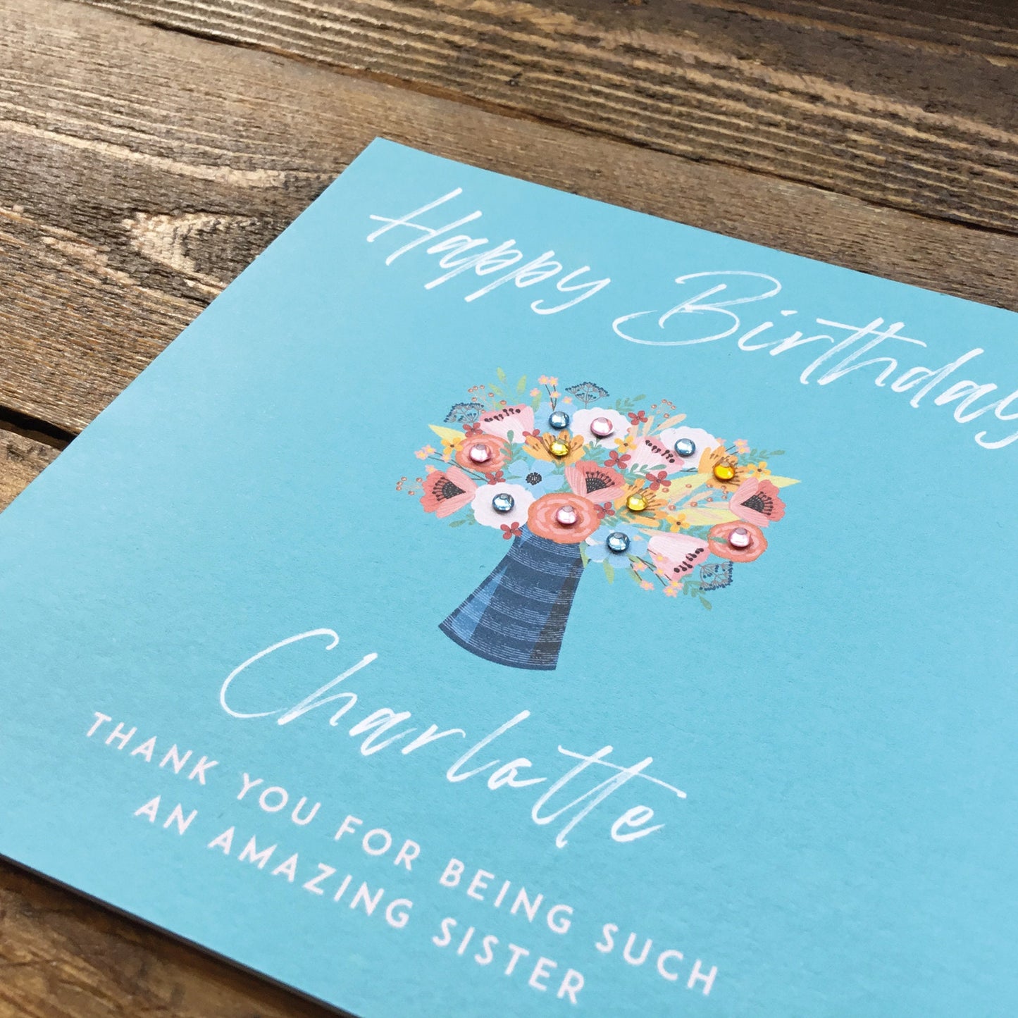 Birthday Card for her, Birthday card for sister, Birthday card for mum, Personalised birthday Card, Birthday card for niece, Jeweled card