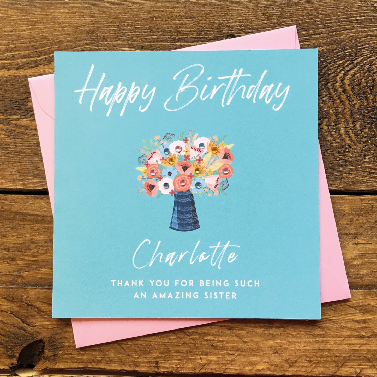 Birthday Card for her, Birthday card for sister, Birthday card for mum, Personalised birthday Card, Birthday card for niece, Jeweled card