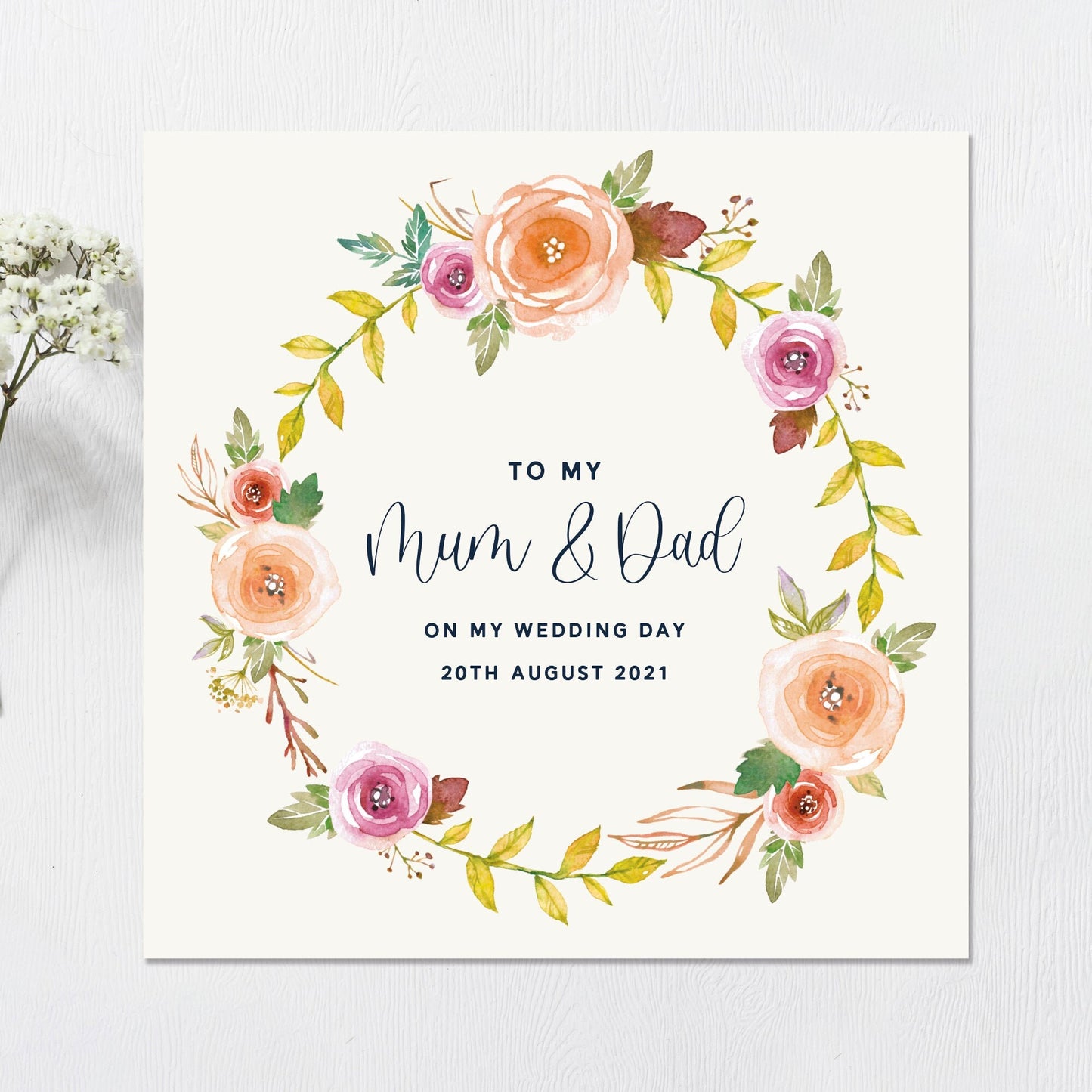 Wedding Card to Mum & Dad, Personalised Wedding Card to Mum and Dad, Wedding Card to Parents, pastel wedding card