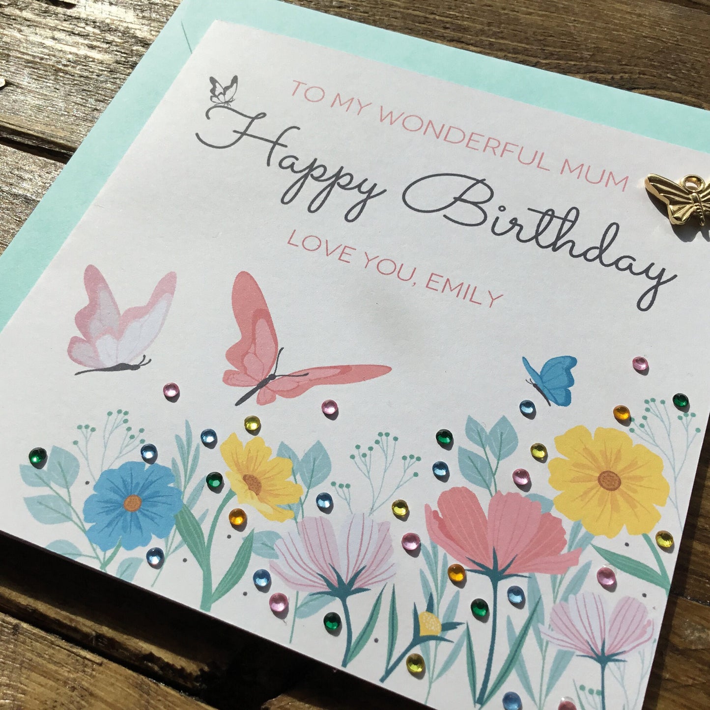 Birthday card for mum,  Birthday Card for her, Birthday card for sister, Personalised birthday Card, Birthday card keepsake, Jeweled card