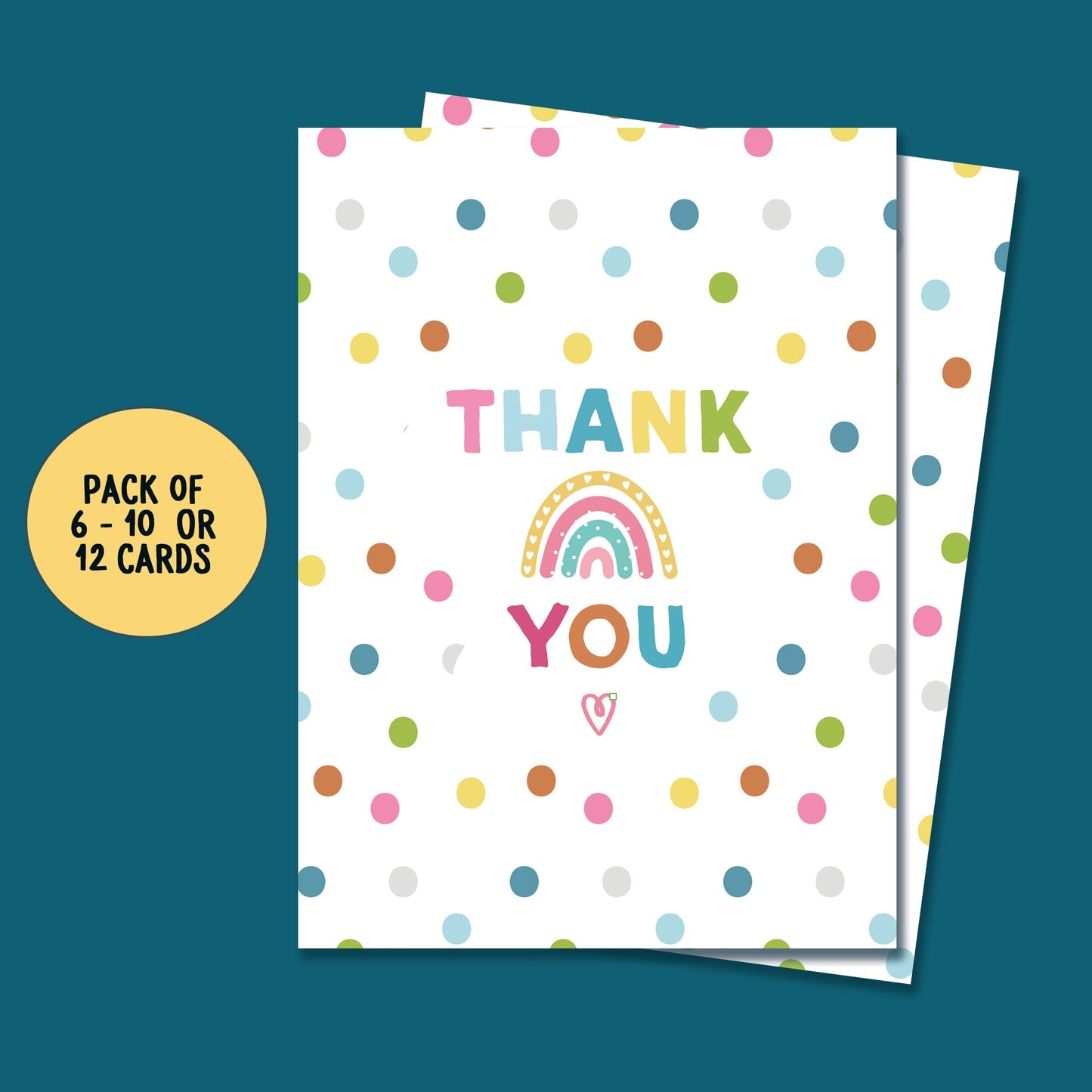 Thank you Cards, Thank you pack of cards,  Colourful Thank you cards