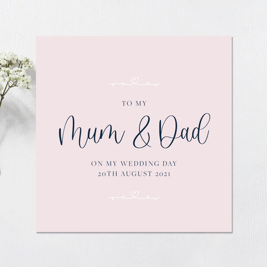 Wedding Card to Mum & Dad, Personalised Wedding Card to Mum and Dad, Wedding Card to Parents, pastel wedding card