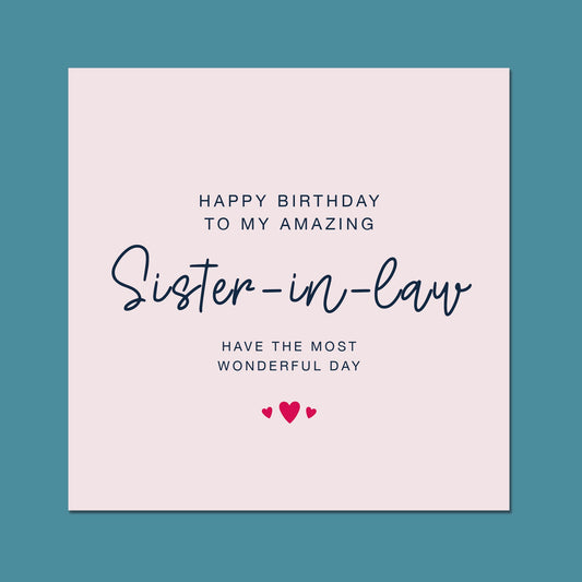 Sister-in-law Birthday Card, Personalised Birthday Card for Sister-in-law, Sister-in-law birthday Card