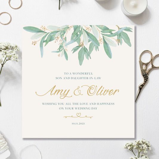 Wedding Card, Personalised Wedding Card, Son and Daughter-in-law card, Daughter and Son-in-law card, Floral wedding card