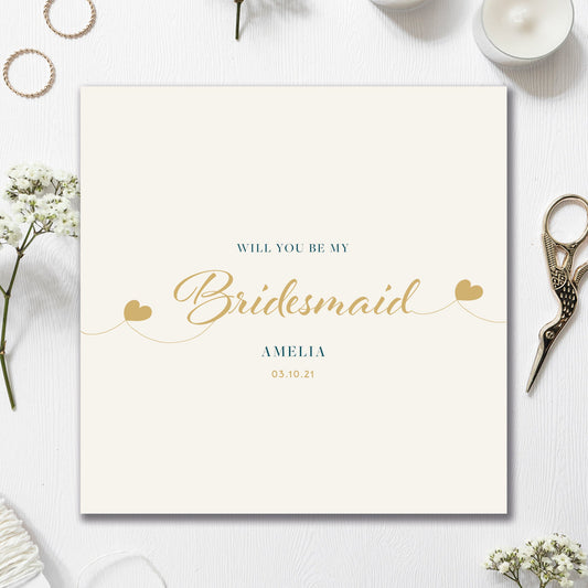 Bridesmaid Card, Personalised Bridesmaid Card, Will you be my Bridesmaid Card, Elegant wedding card