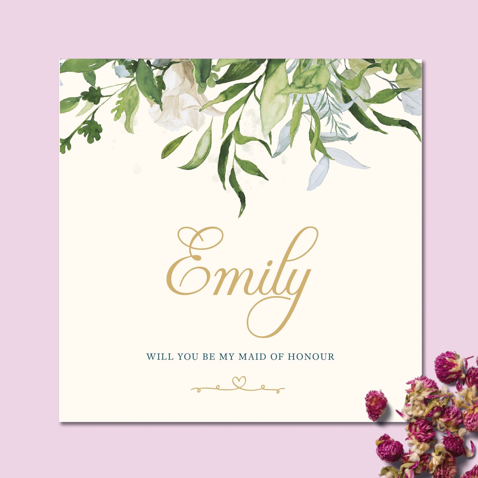 Maid of Honour Card, Will you be my Maid of Honour Card, Personalised Maid of Honour Card, Elegant Maid of Honour Card