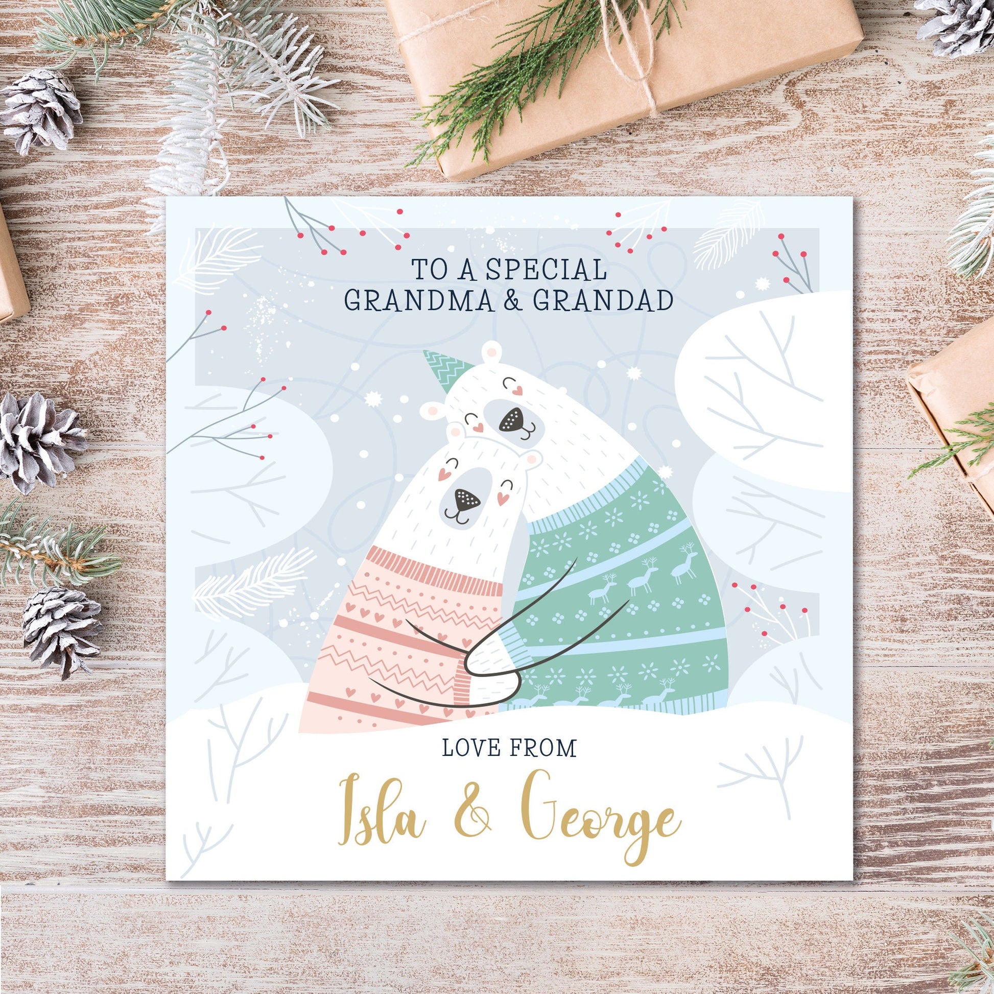 Christmas Card, Personalised Christmas Card for grandparents, Nan and Grandad Christmas, Mum and Dad Christmas, Auntie and Uncle Christmas