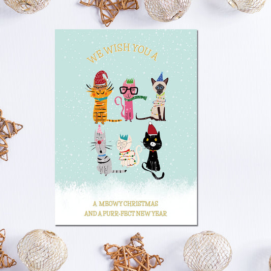 christmas card with cats, Meowy Christmas Card, Card with cats, greeting card from the cat