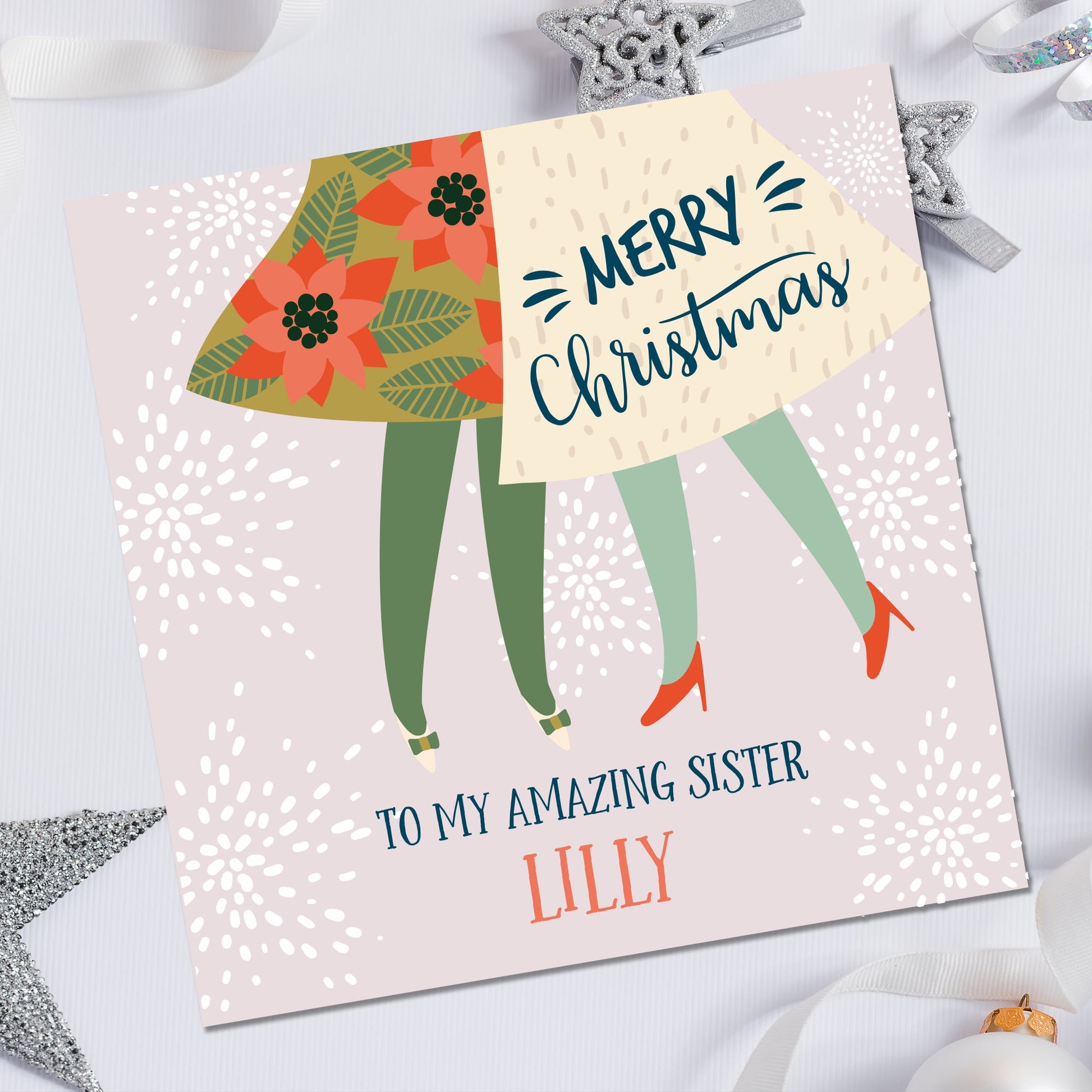 Girls Christmas Card, Personalised Christmas Card for Sister, Sister Christmas card, Niece Christmas card, Granddaughter Christmas card