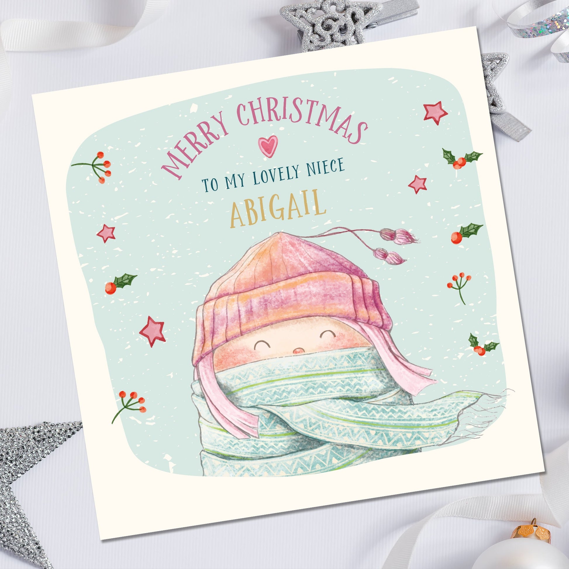 Girls Christmas Card | Niece Christmas card | Personalised Christmas Card for Daughter | Daughter Christmas | Granddaughter Christmas card