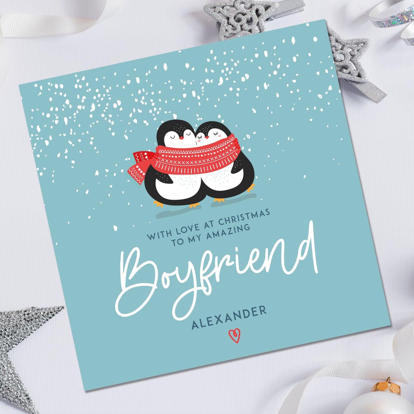 Christmas Card for Boyfriend | Boyfriend Christmas Card | Boyfriend christmas card with penguin | Husband christmas card with penguin