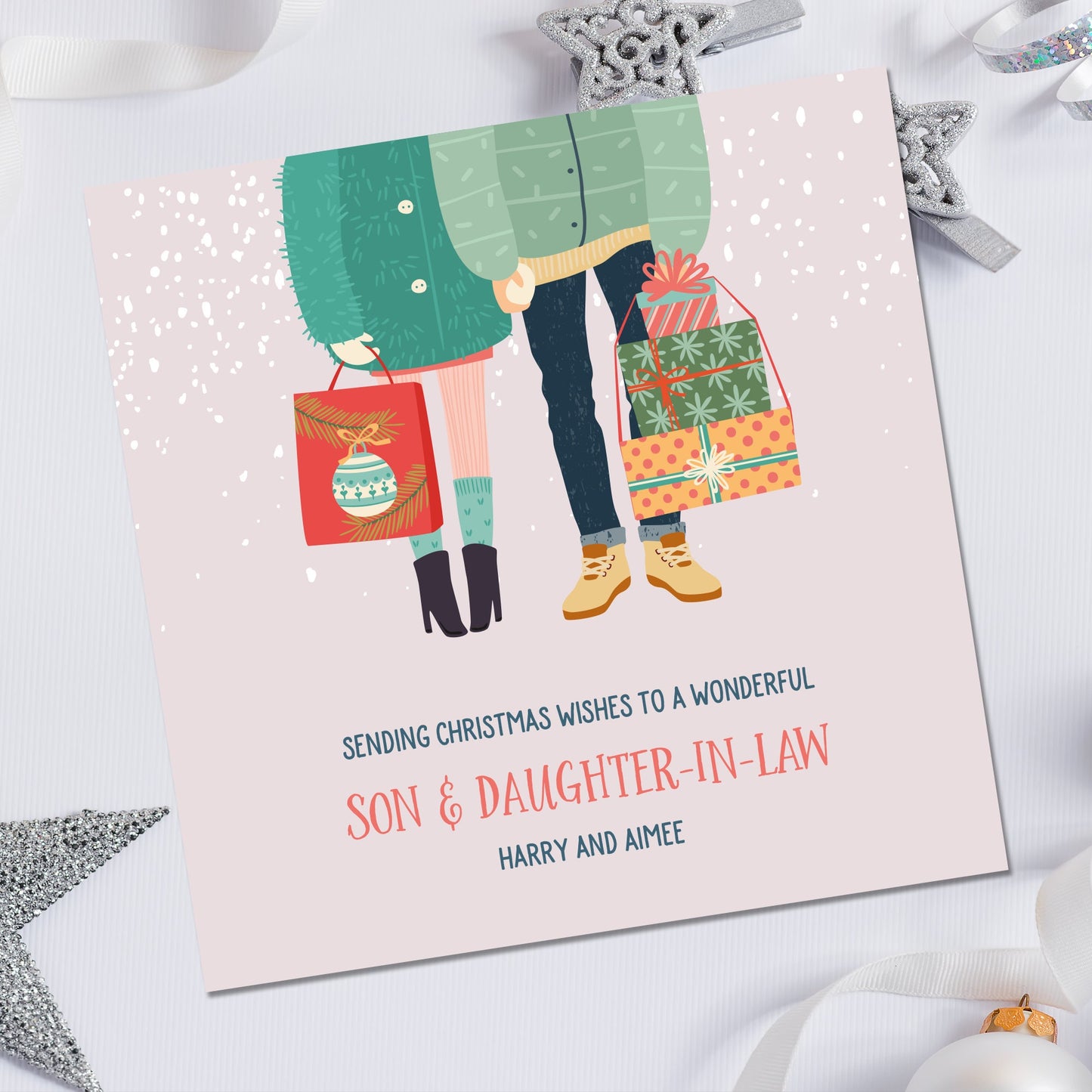 Christmas Card for a Couple, Personalised Christmas Card, Son and Daughter-in-law card, Daughter and Son-in-law card, Christmas