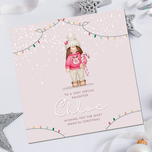 Girls Christmas Card, Personalised Christmas Card for Daughter, Daughter Christmas card, Niece Christmas card, Granddaughter Christmas card