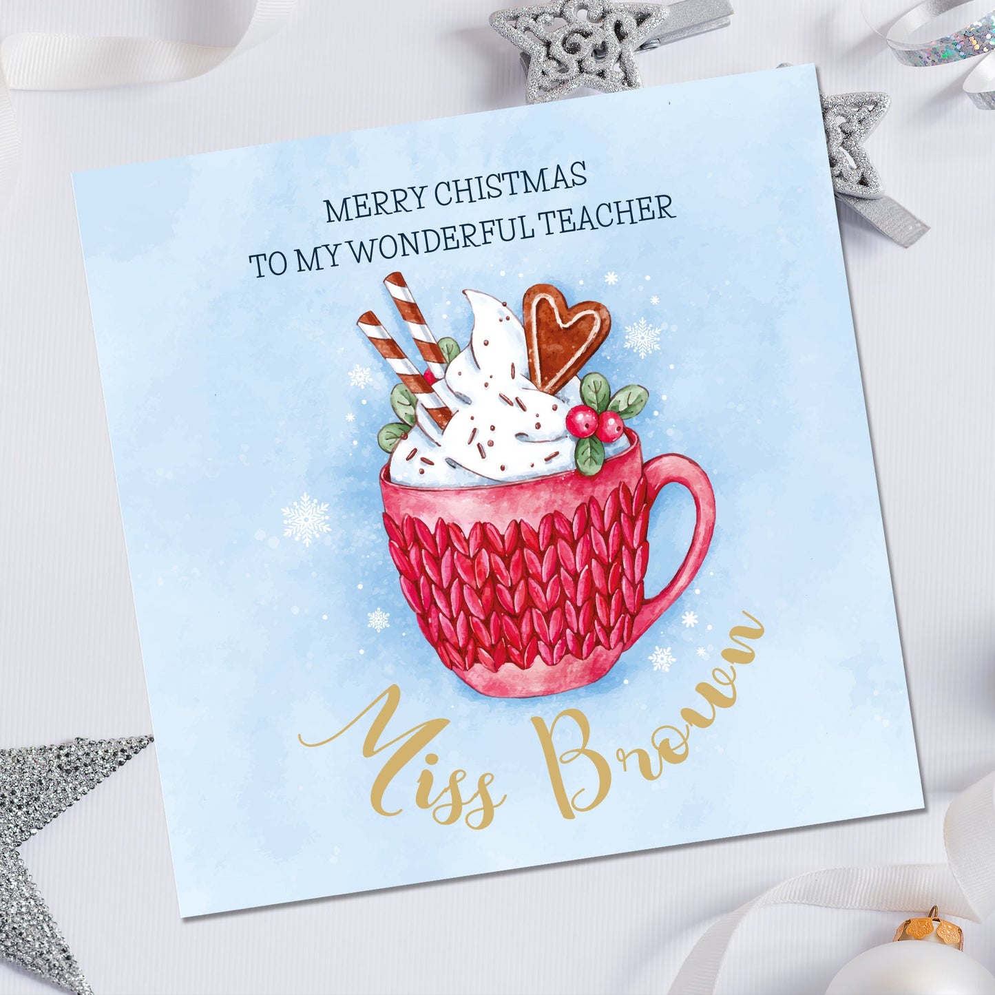 Christmas Card, Personalised Christmas Card for teacher, Teacher Christmas Card, Thank you Teacher Christmas Card