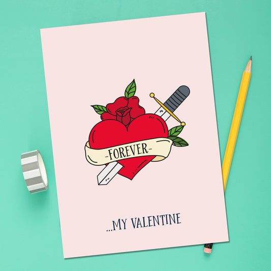 Old school Tattoo Valentines Card, Funny Valentines Card Boyfriend, Funny Valentines Card Husband, Funny Valentines Card to him, Partner