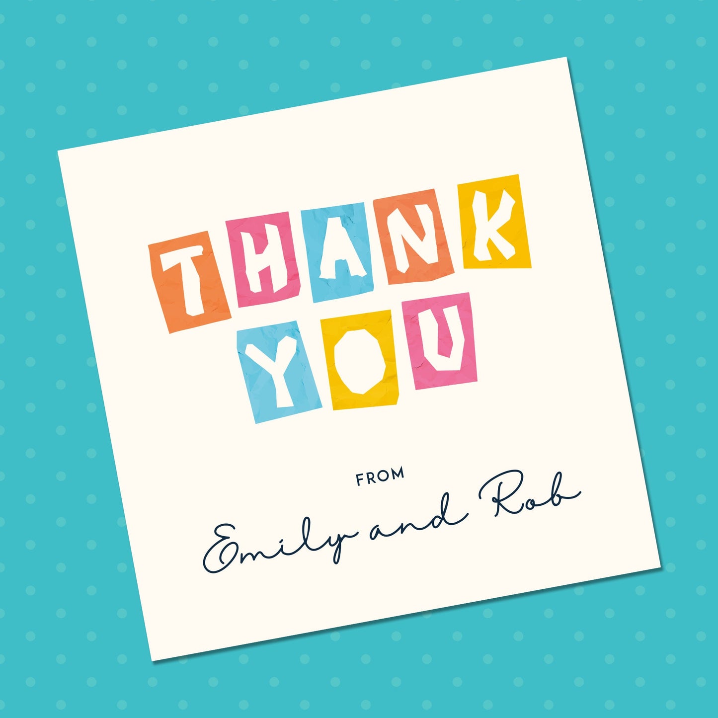 Thank you note Card Single side, Thank you pack of cards,  Colourful Thank you cards