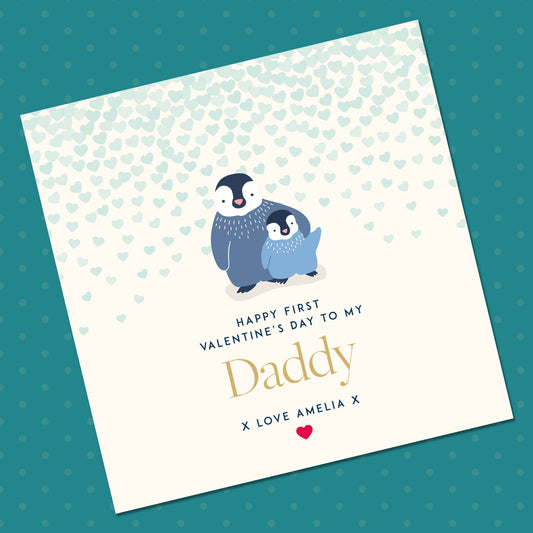 Baby First Valentine Card To Daddy | Penguin Valentine Card | 1st Valentine Card For Daddy | Dad Valentine Card From Baby