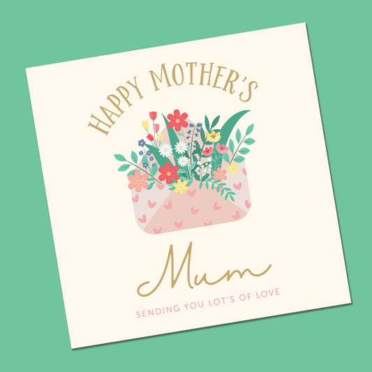 Mother's Day Card - Happy Mother's Day - Handmade Mothers Day card. Mothering Sunday Floral. Flowers Mom, Mommy, Mum, Mummy