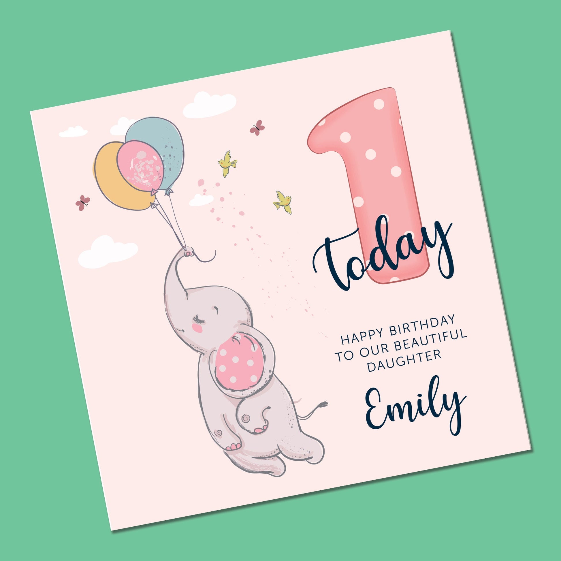 First birthday to Daughter, Birthday card for Granddaughter, Any age Birthday card, Cute Personalised Birthday card, Card for Niece