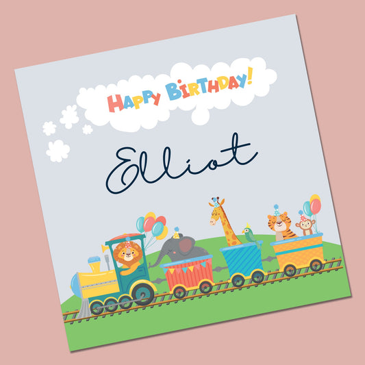 Personalised Train Birthday Card | For Boy, Girl, Son, Grandson, Brother, Nephew, Kids, Children